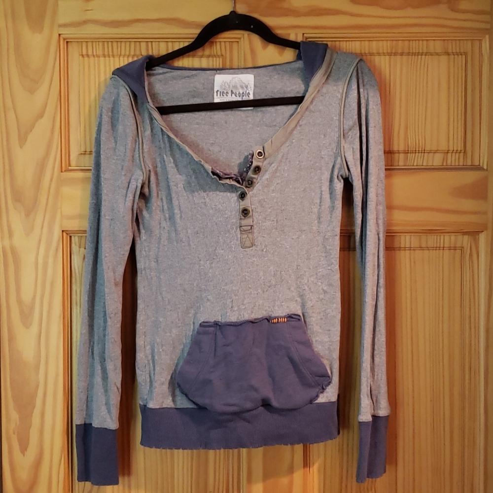 Free People hooded long sleeve top